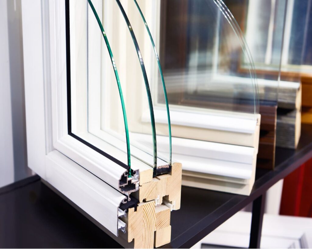 Ventana eficiente de madera, ventana de triple vidrio